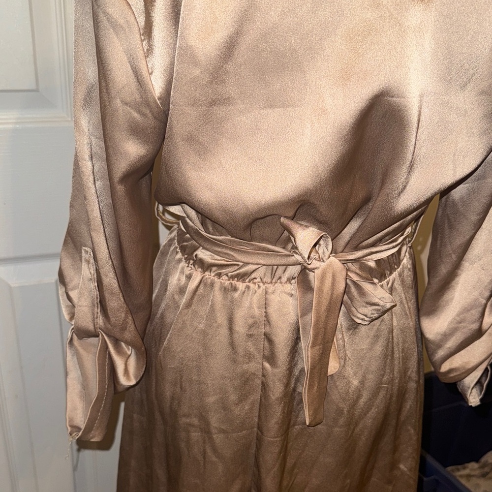 Elegant Satin Gold Dress - Picture 8 of 16